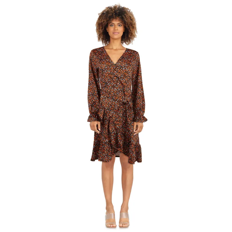 Women's V-Neck Long Sleeve Ruffle Wrap Dress sold by Giant Tiger