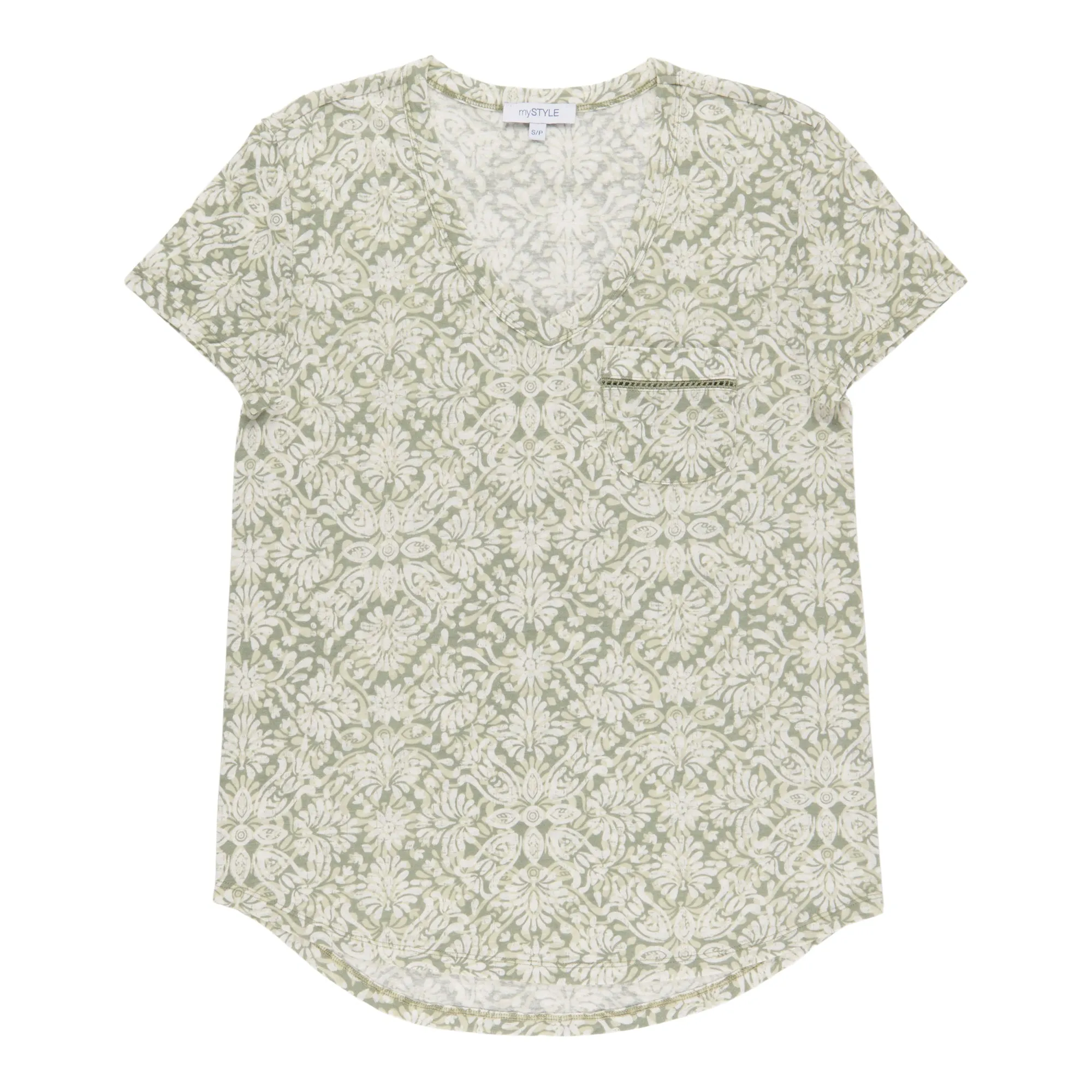 mySTYLE Women's Festival Printed Pocket Linen T-Shirt sold by Giant Tiger