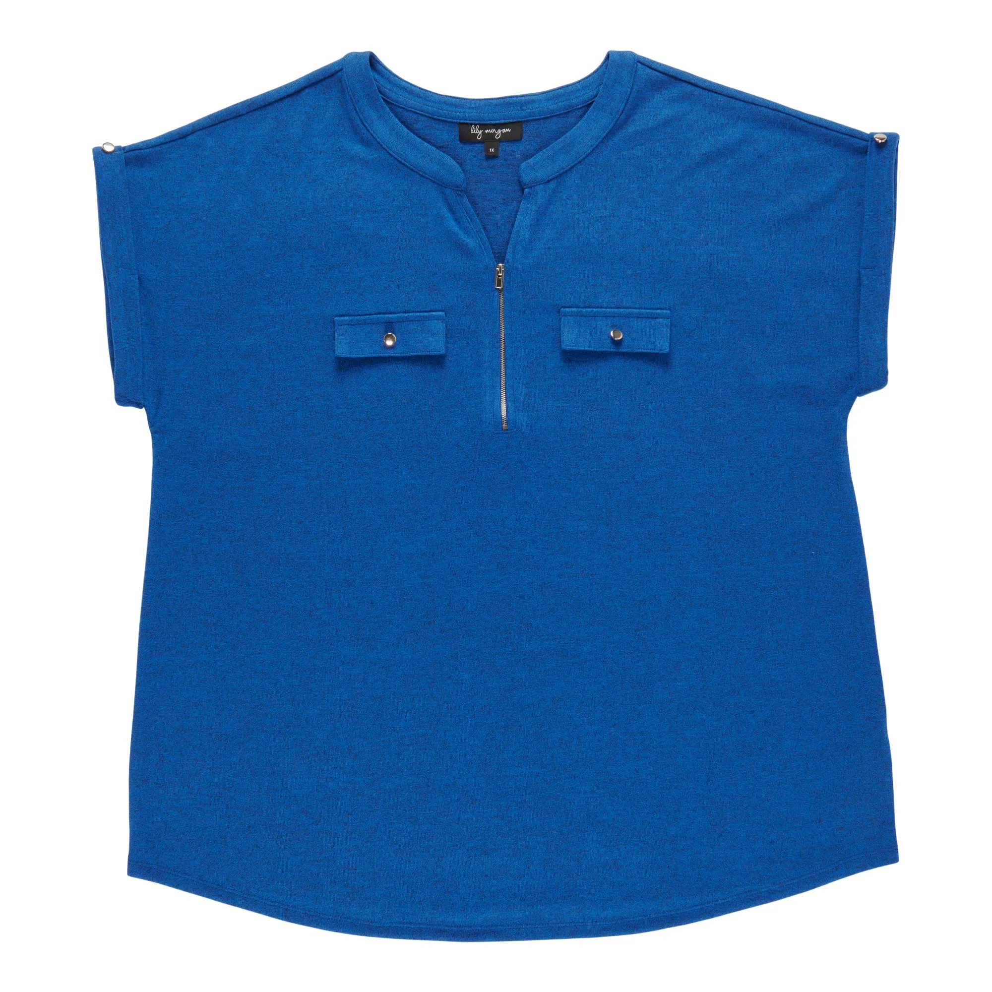 lily morgan Women's Plus V-Neck Zip Blouse sold by Giant Tiger product image thumbnail 2