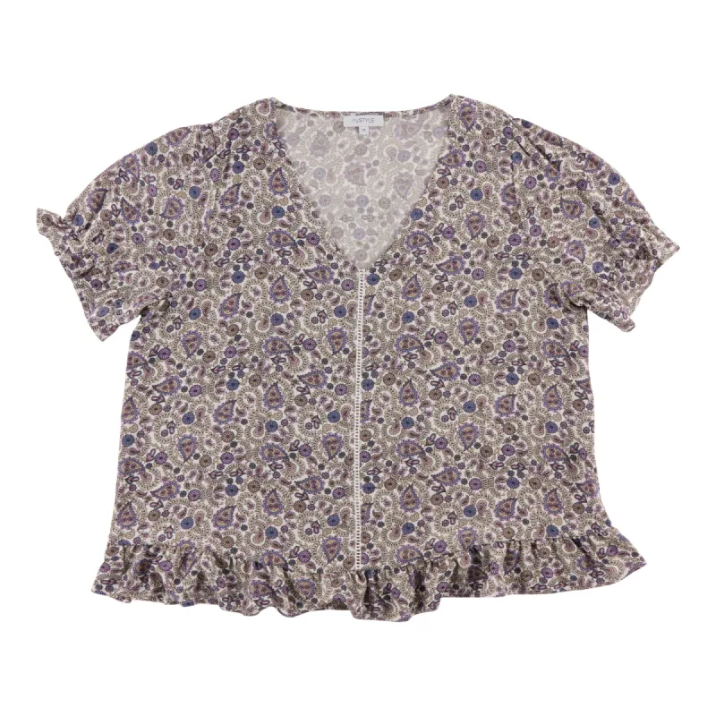 mySTYLE Women's Plus V-Neck Short Sleeve Blouse sold by Giant Tiger