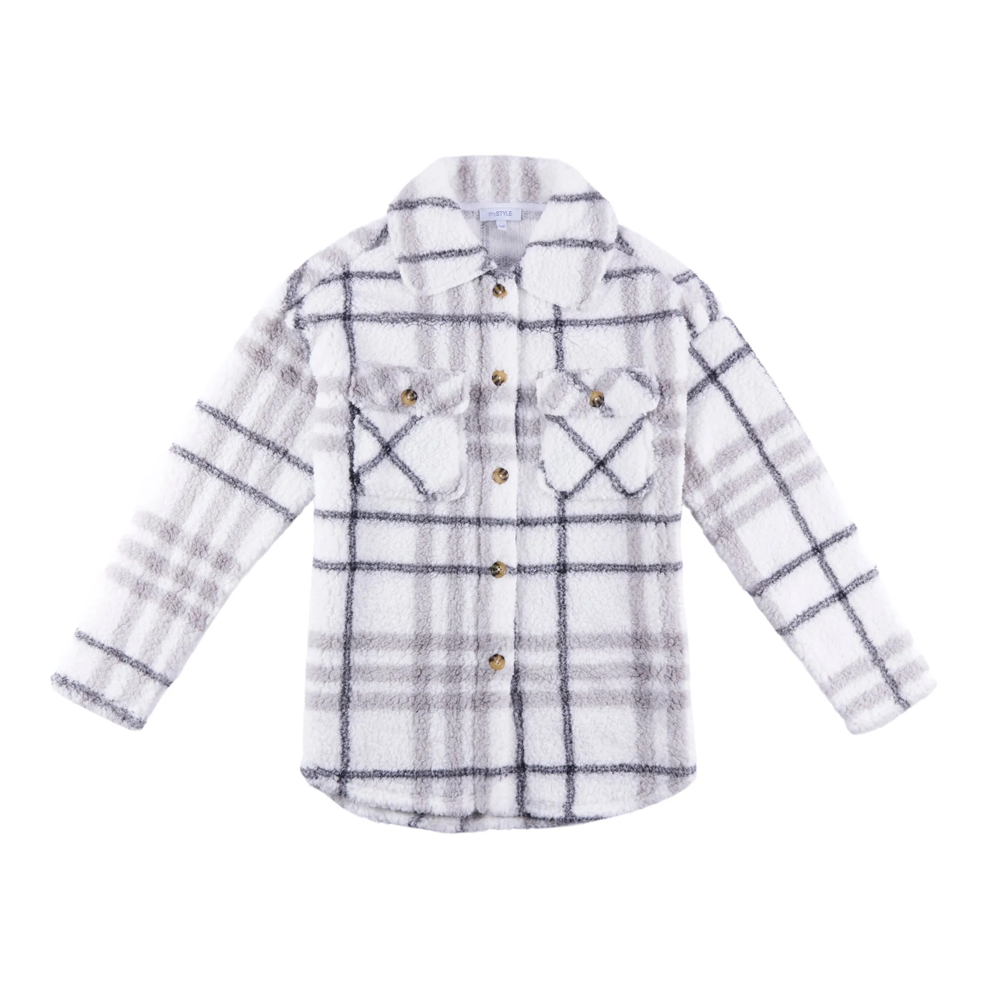 mySTYLE Women's Plaid Sherpa Shacket with Full Button Closure sold by Giant Tiger product image thumbnail 2