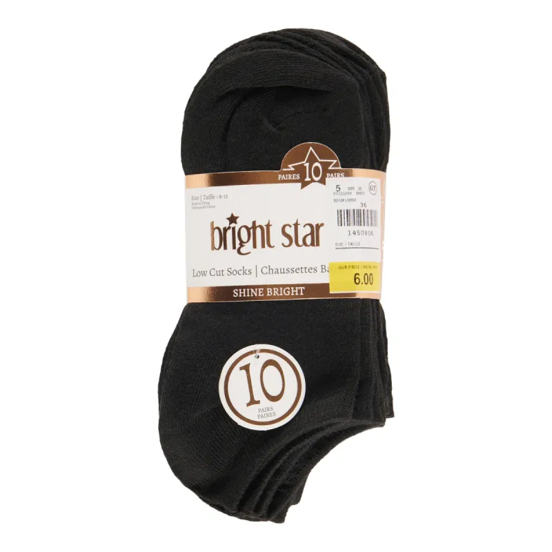 Bright Star Women's Black Ankle Socks, 10-Pack sold by Giant Tiger