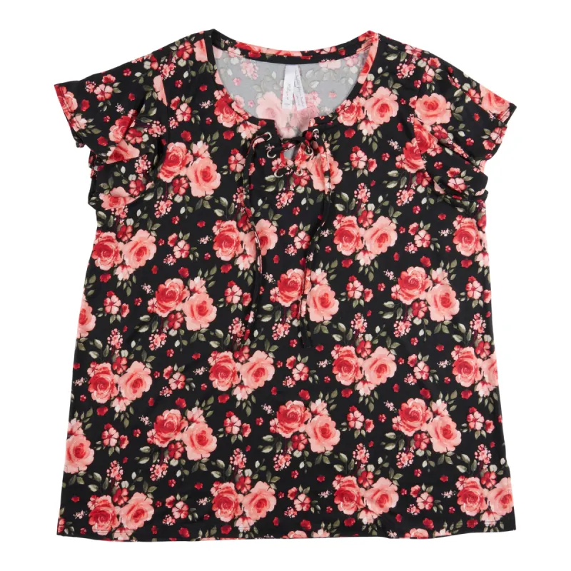 Women's All-Over Printed Lace-Up Top sold by Giant Tiger