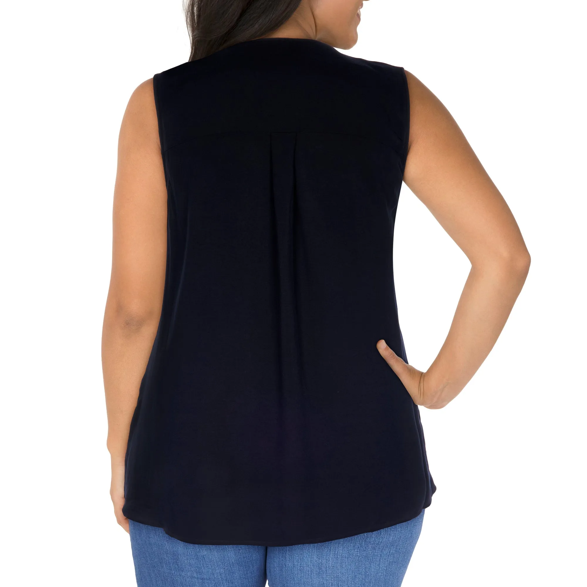 Women's Plus Ocean Blues Sleeveless Linen Blouse sold by Giant Tiger product image thumbnail 2