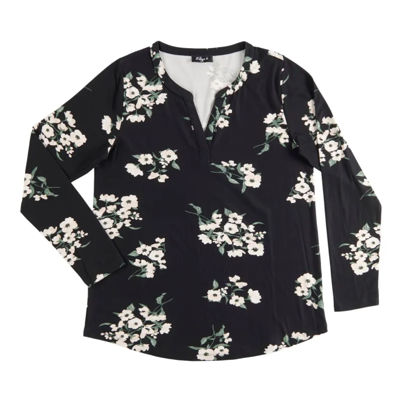 Women's Long Sleeve Printed Split V-Neck Top sold by Giant Tiger