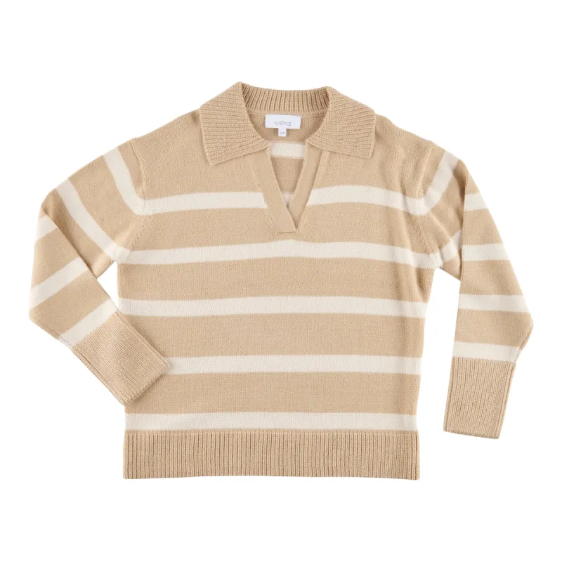 mySTYLE Women's Quest Stripe Print Pull-Over Sweater with a Collar sold by Giant Tiger