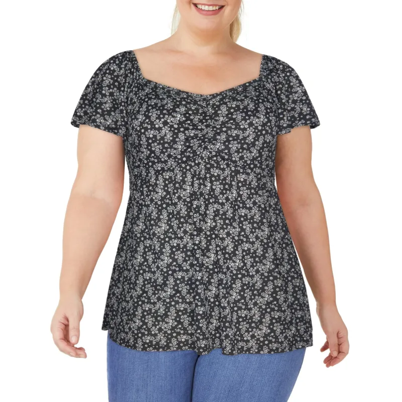 mySTYLE Women's Plus Street Smart Printed Flutter Sleeve Babydoll Top sold by Giant Tiger