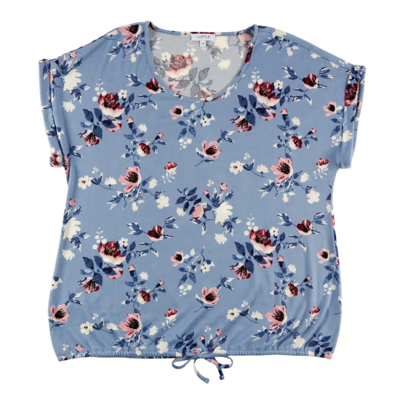 mySTYLE Women's Plus Festival Tie Front Short Sleeve Knit Top sold by Giant Tiger