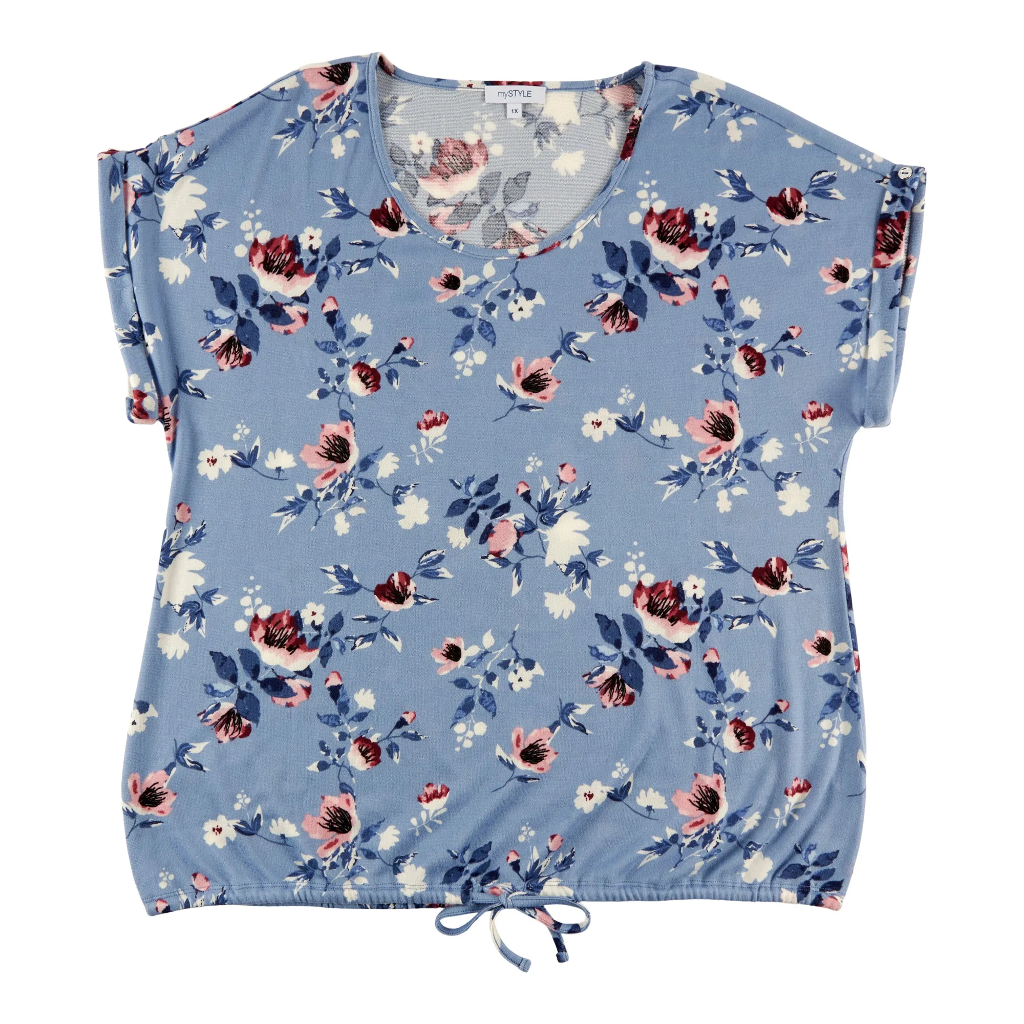 mySTYLE Women's Plus Festival Tie Front Short Sleeve Knit Top sold by Giant Tiger