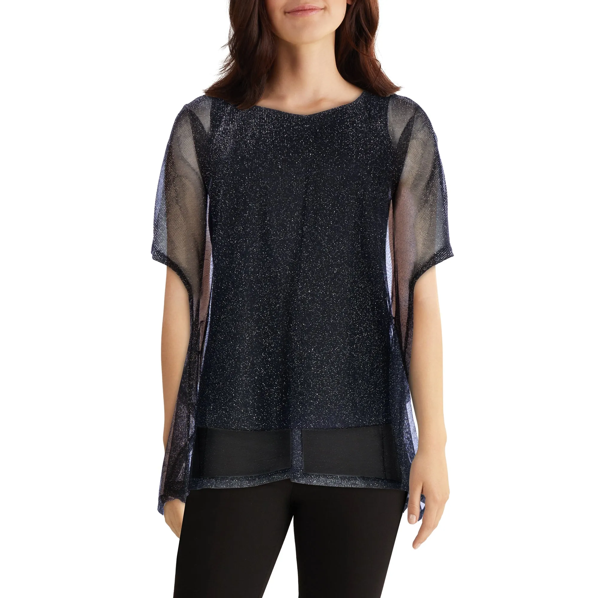 lily morgan Women's Top with Sheer Overlay sold by Giant Tiger