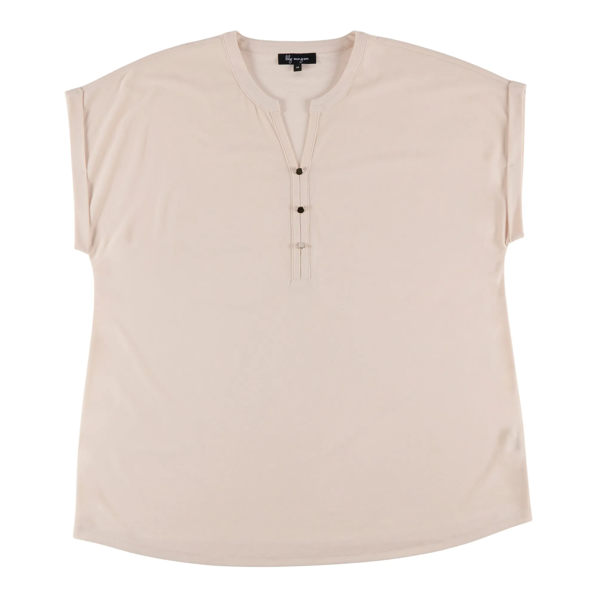 lily morgan Women's Plus Mystic Solid Button Front Top sold by Giant Tiger product image thumbnail 2