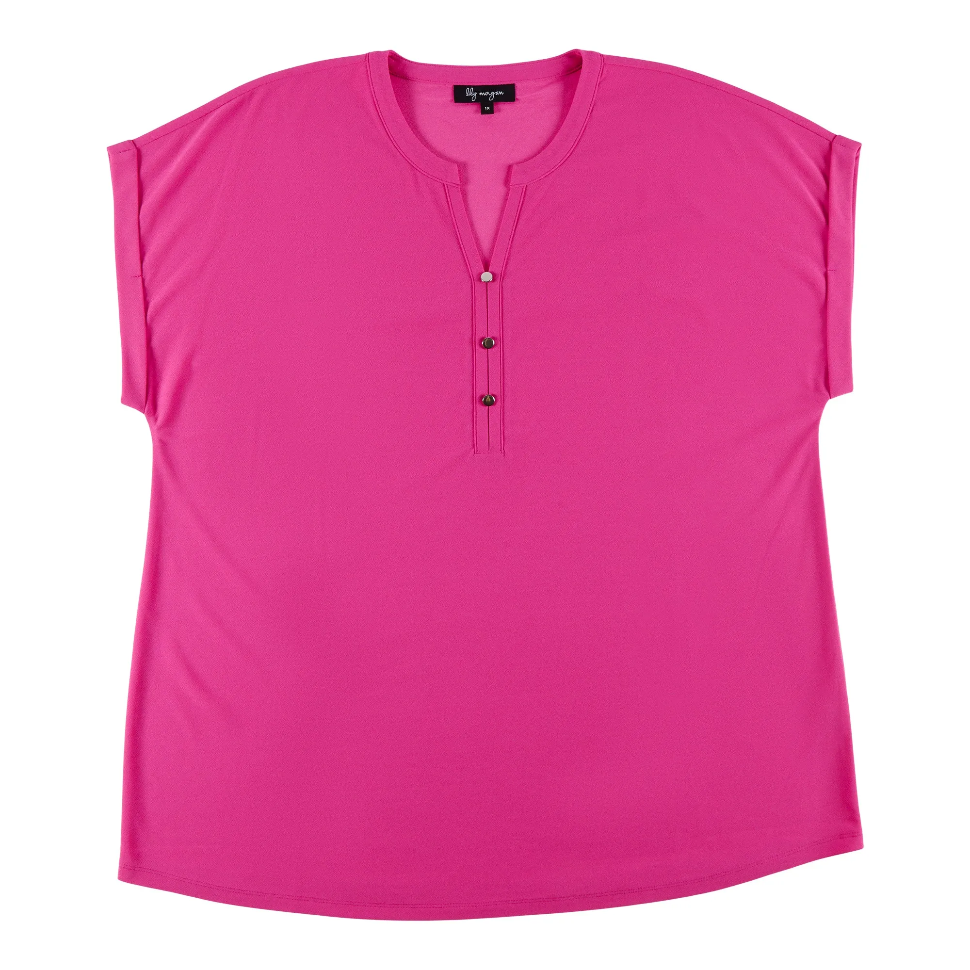 lily morgan Women's Plus Mystic Solid Button Front Top sold by Giant Tiger product image thumbnail 4