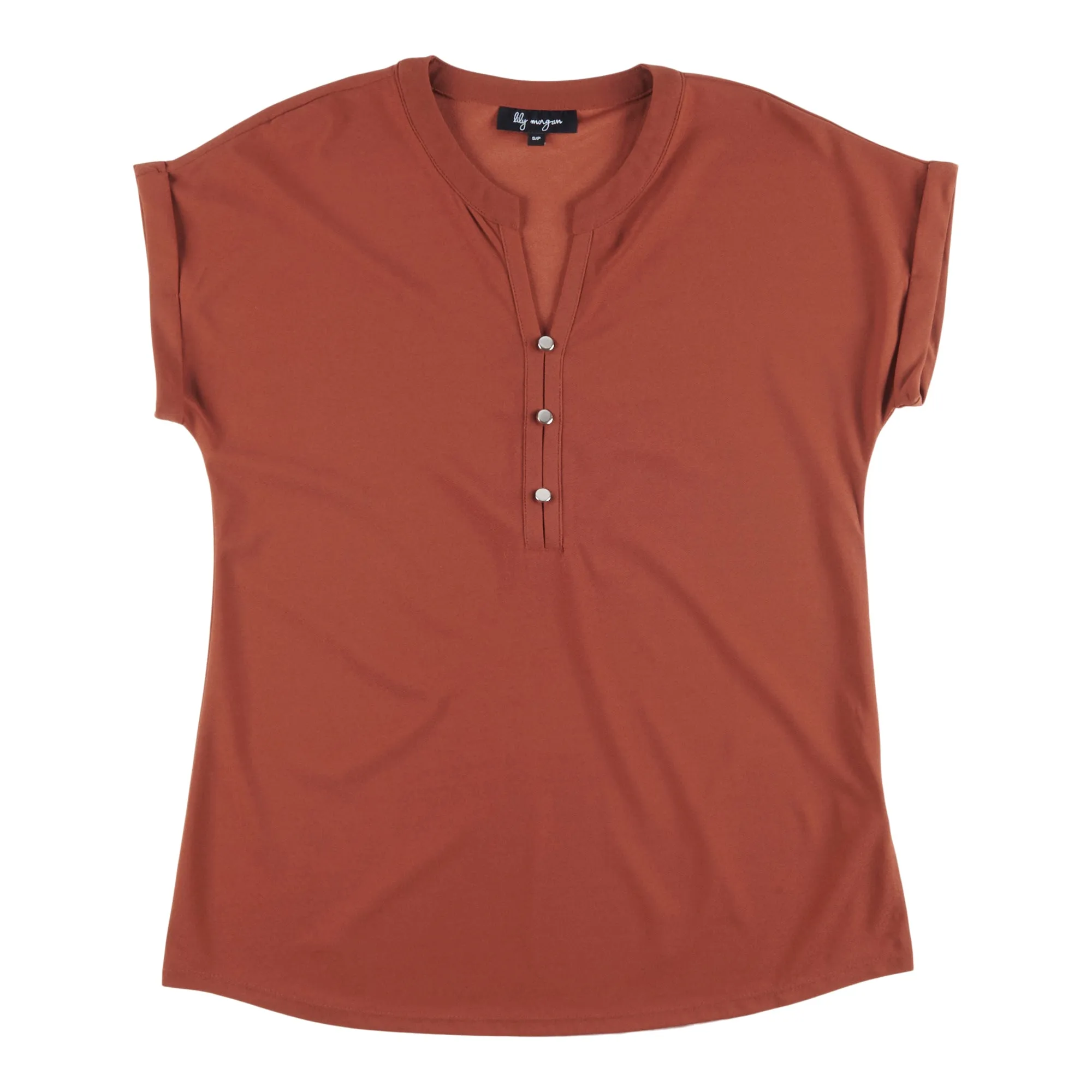 lily morgan Women's Plus Mystic Solid Button Front Top sold by Giant Tiger product image thumbnail 3