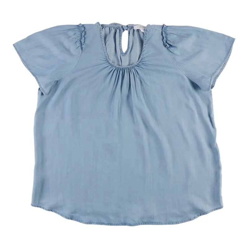 mySTYLE Women's Plus Cool Comfort Short Sleeve Ruffle Shirt sold by Giant Tiger