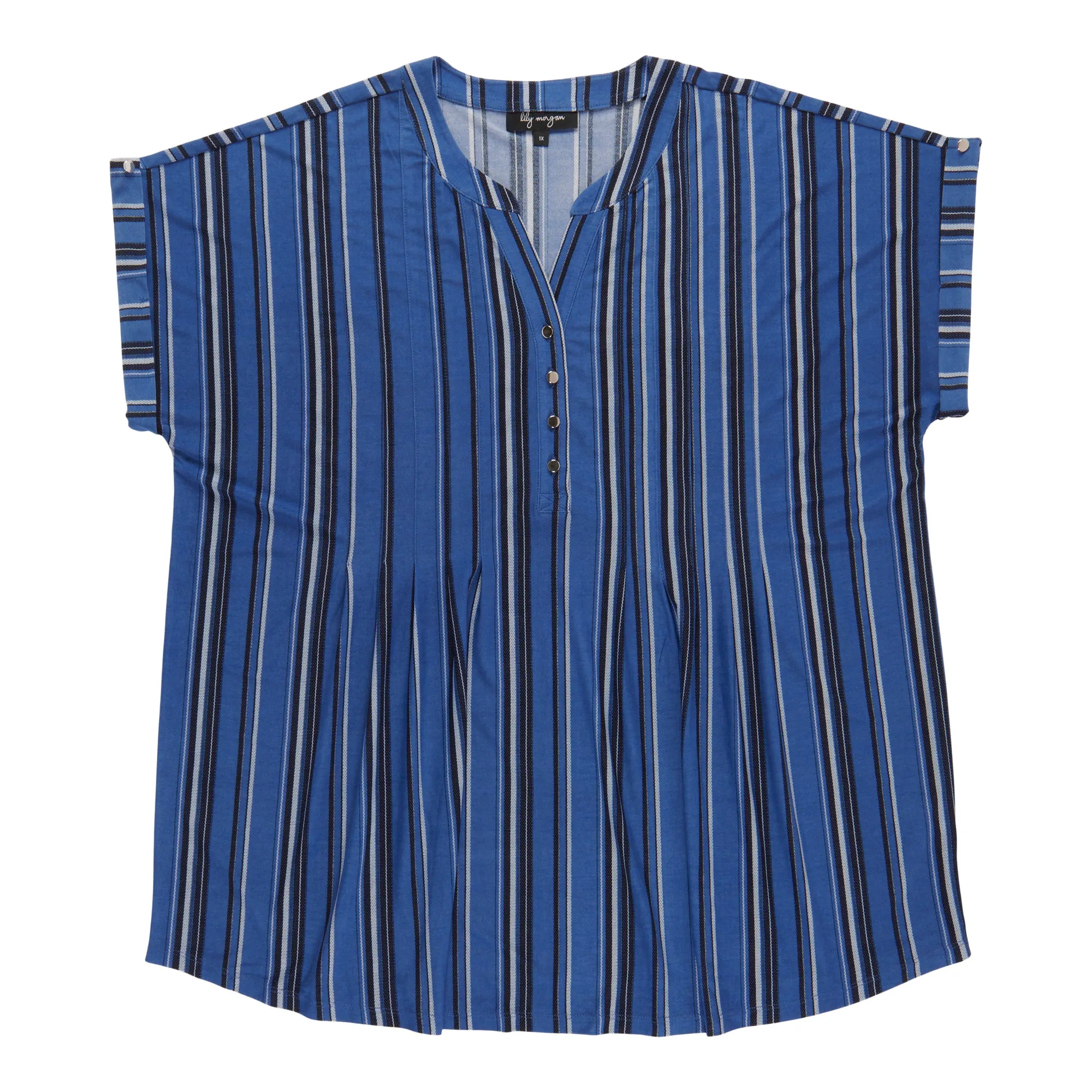 lily morgan Women's Plus Pleated Printed V-Neck Blouse sold by Giant Tiger product image thumbnail 4