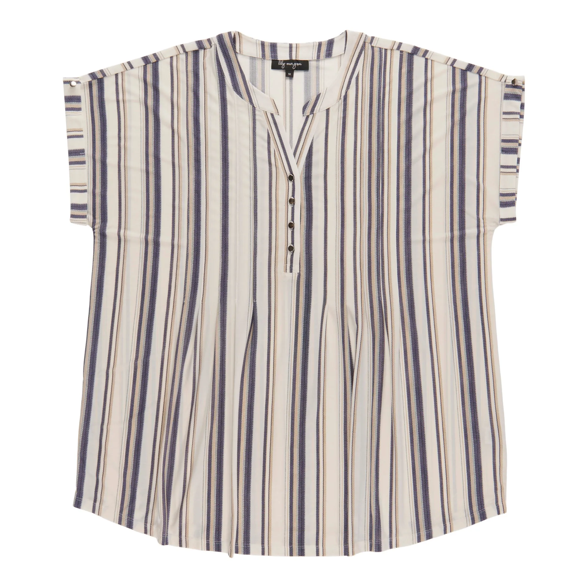 lily morgan Women's Plus Pleated Printed V-Neck Blouse sold by Giant Tiger product image thumbnail 3