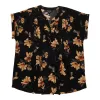 lily morgan Women's Plus Pleated Printed V-Neck Blouse sold by Giant Tiger