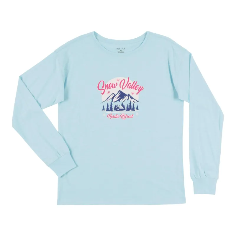 mySTYLE Women's Screen Printed Long Sleeve Slub T-Shirt sold by Giant Tiger