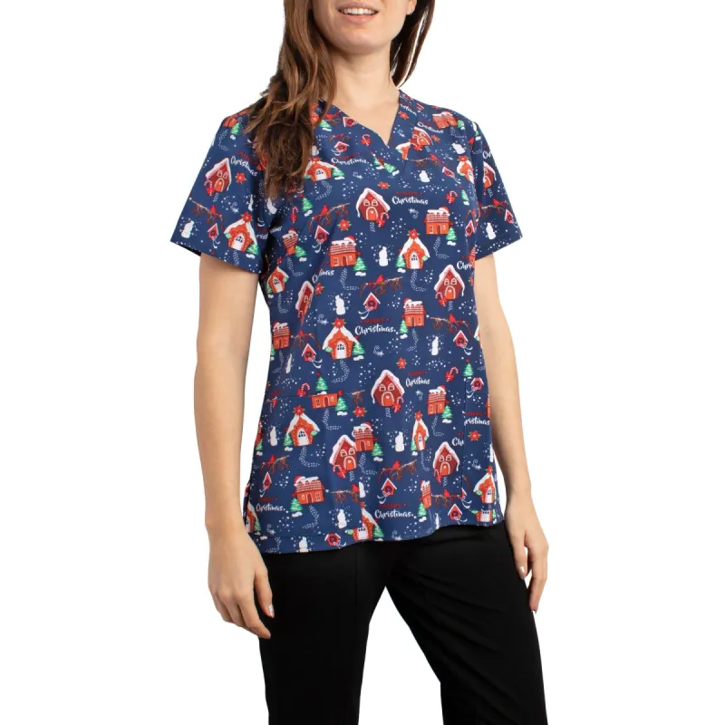 Women's Gingerbread Scrub Top, Navy sold by Giant Tiger