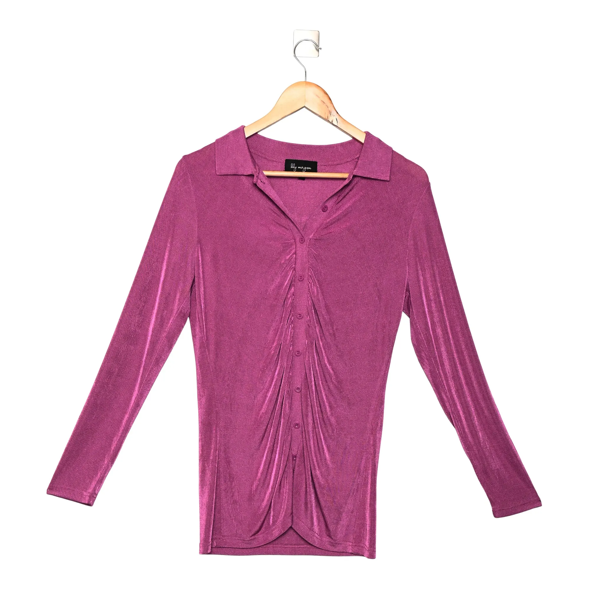 lily morgan Women's Spring Flair Button Front Slinky Top, Purple sold by Giant Tiger