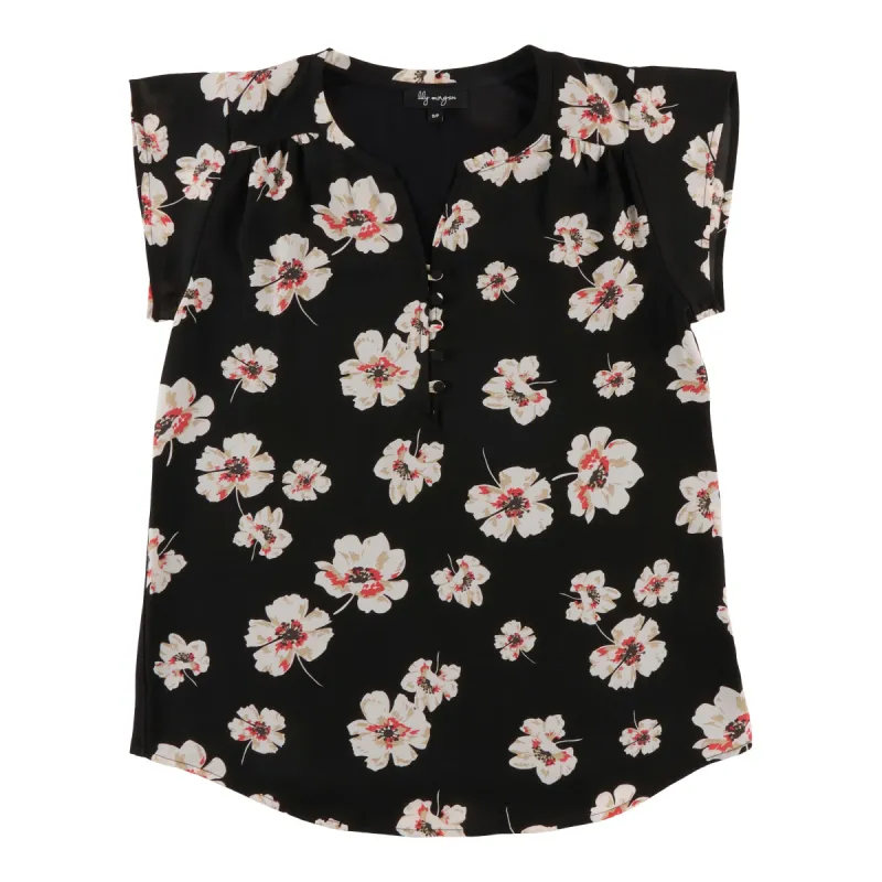 lily morgan Women's V-Neck Back Cap Sleeve Blouse sold by Giant Tiger