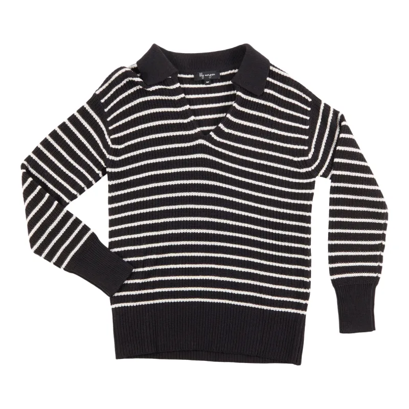 lily morgan Women's Urban Chic Stripe Polo Pullover Sweater sold by Giant Tiger