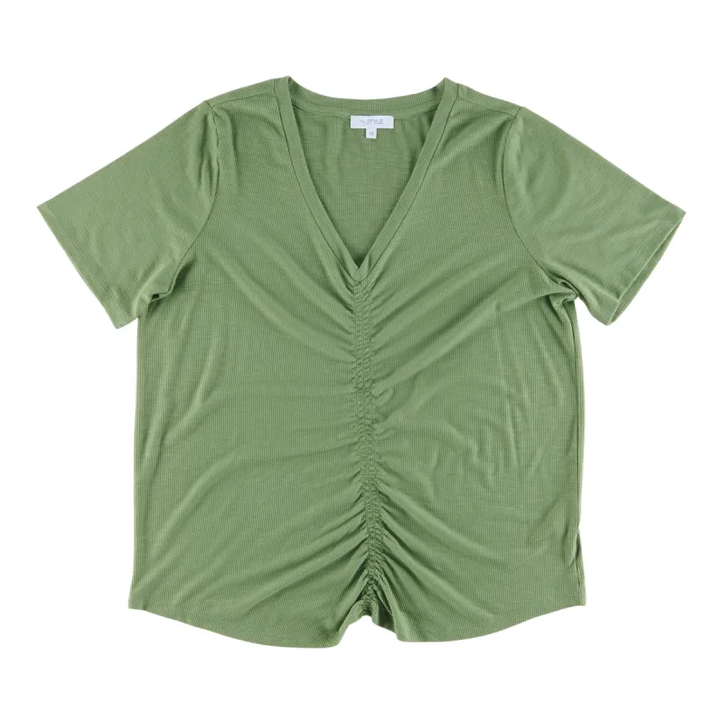 mySTYLE Women's Plus Quest Solid Front Ruched Tee sold by Giant Tiger