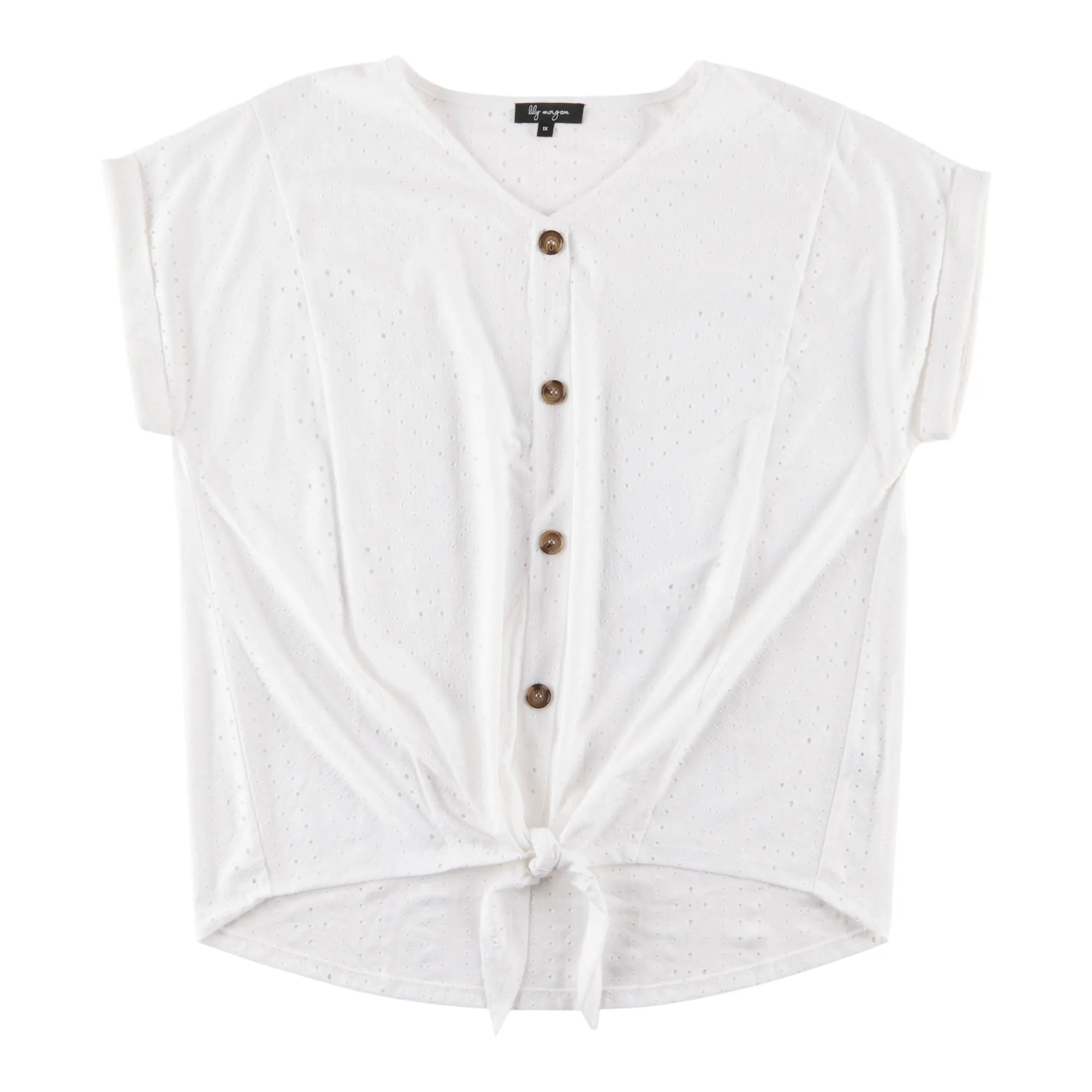 lily morgan Women's Plus Tropical Button Tie Front Top sold by Giant Tiger product image thumbnail 2