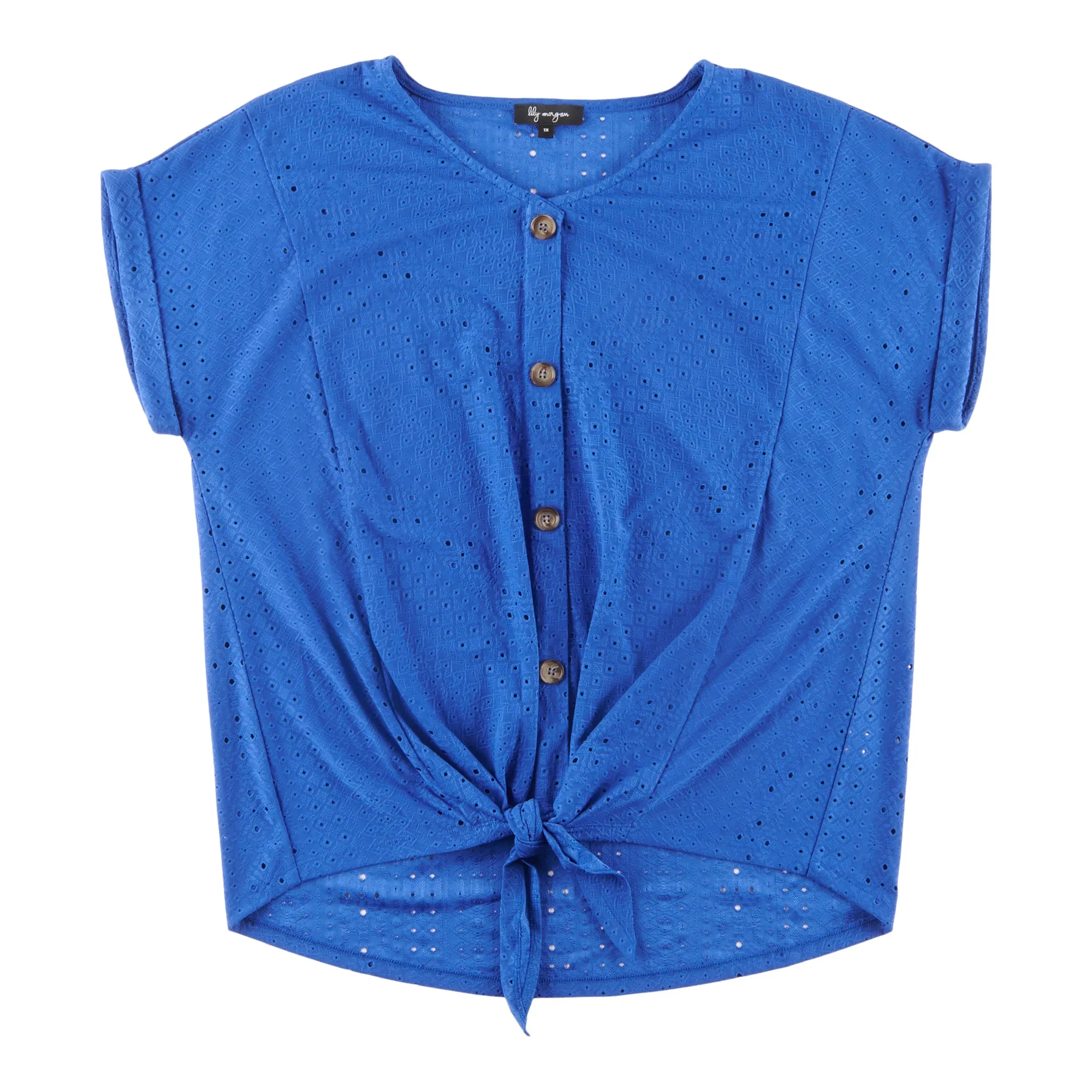 lily morgan Women's Plus Tropical Button Tie Front Top sold by Giant Tiger product image thumbnail 3