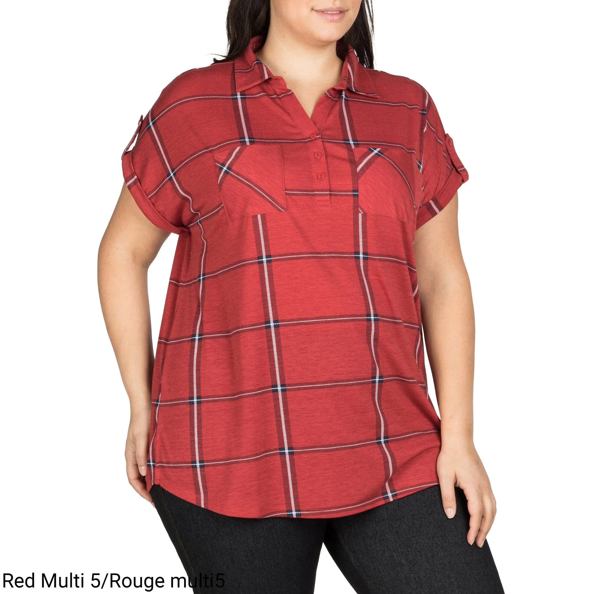 mySTYLE Women's Plus Plaid Popover Top sold by Giant Tiger product image thumbnail 4