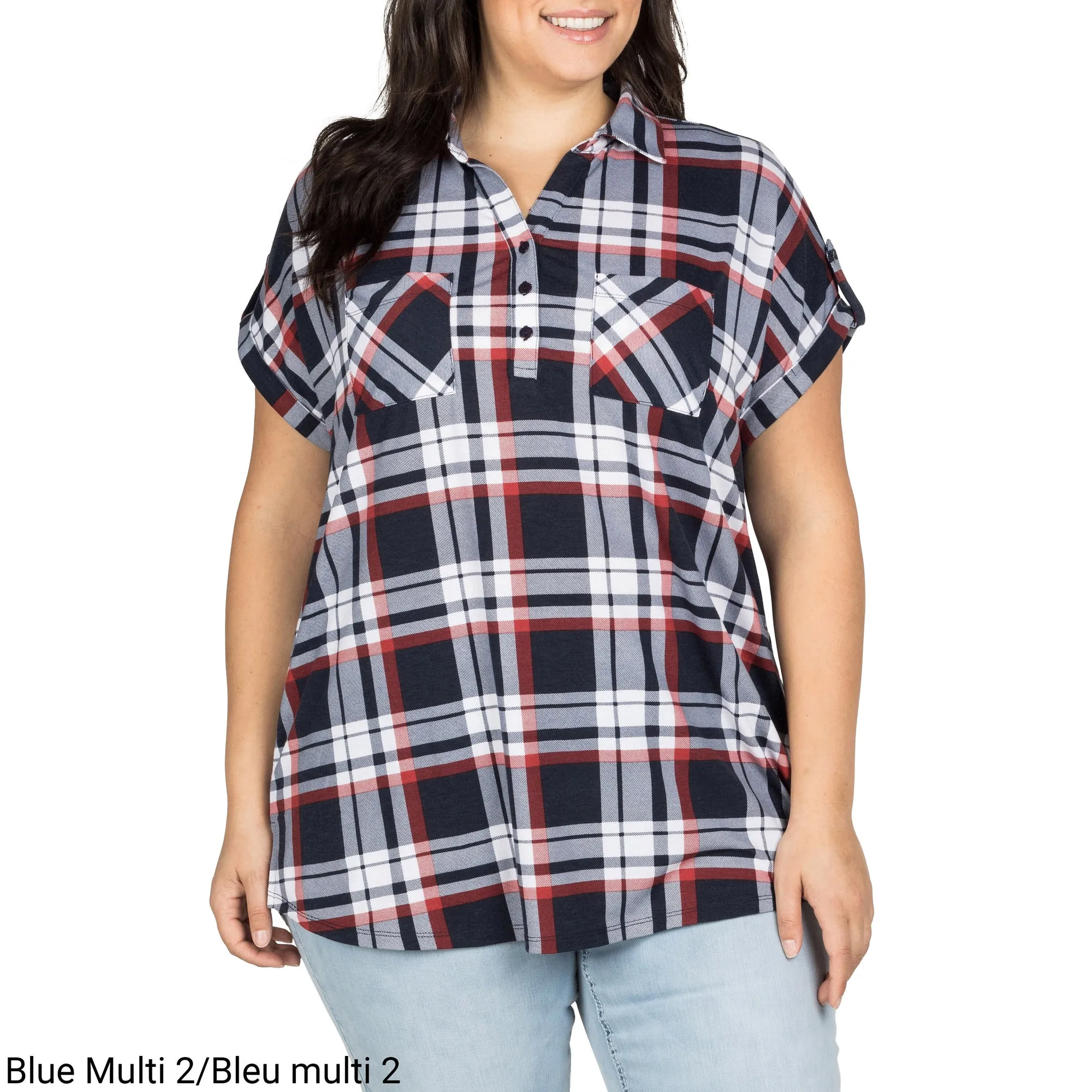 mySTYLE Women's Plus Plaid Popover Top sold by Giant Tiger product image thumbnail 3