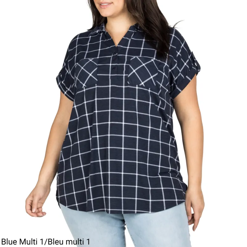 mySTYLE Women's Plus Plaid Popover Top sold by Giant Tiger