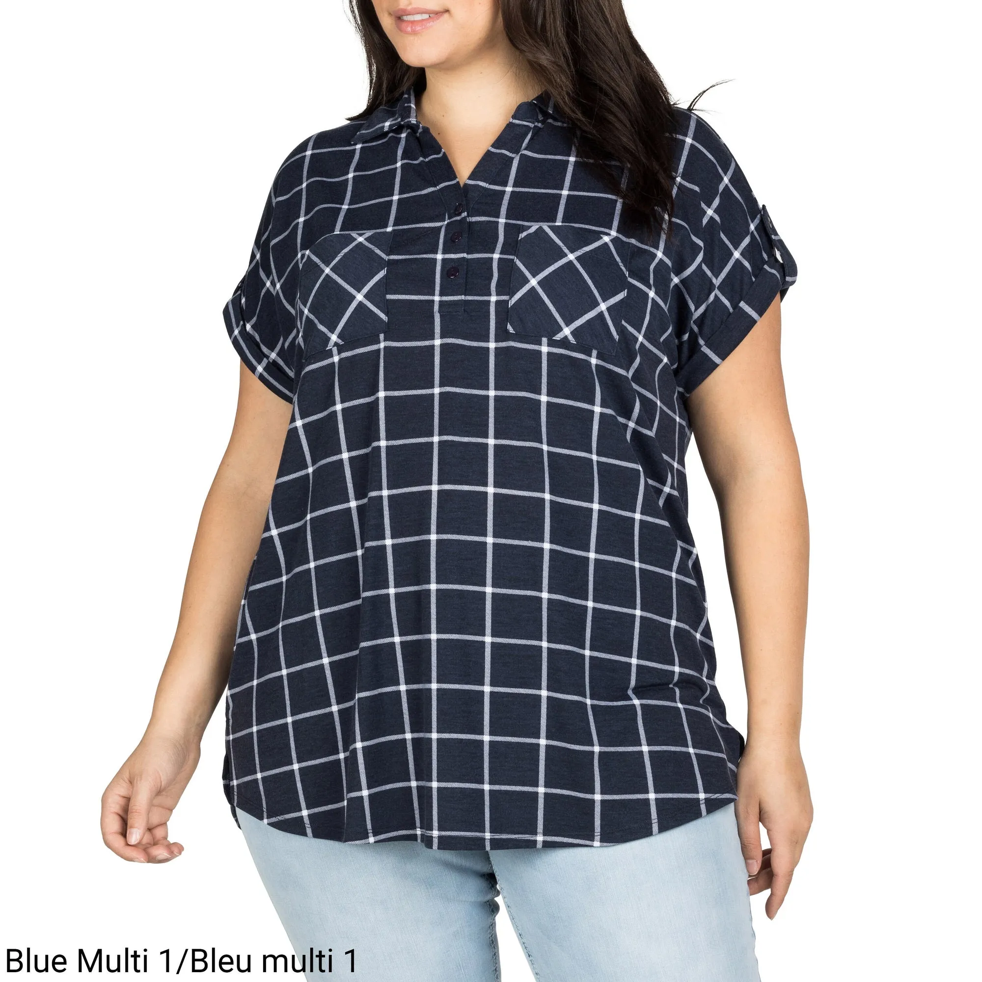 mySTYLE Women's Plus Plaid Popover Top sold by Giant Tiger