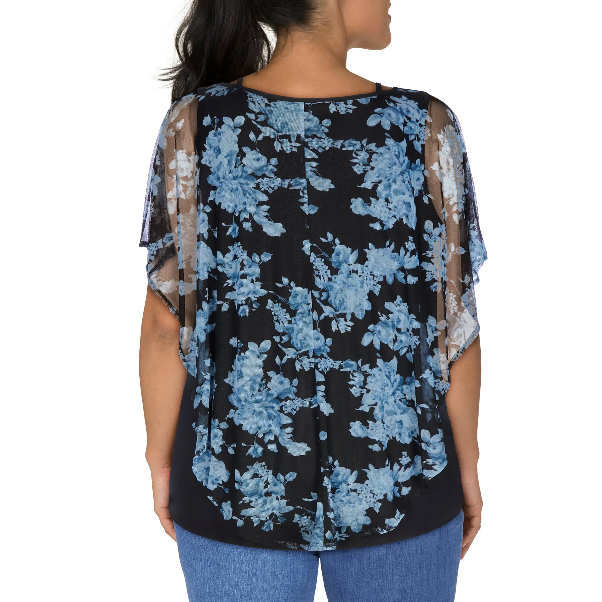 lily morgan Women's Plus Mesh Overlay V-Neck Blouse sold by Giant Tiger product image thumbnail 2