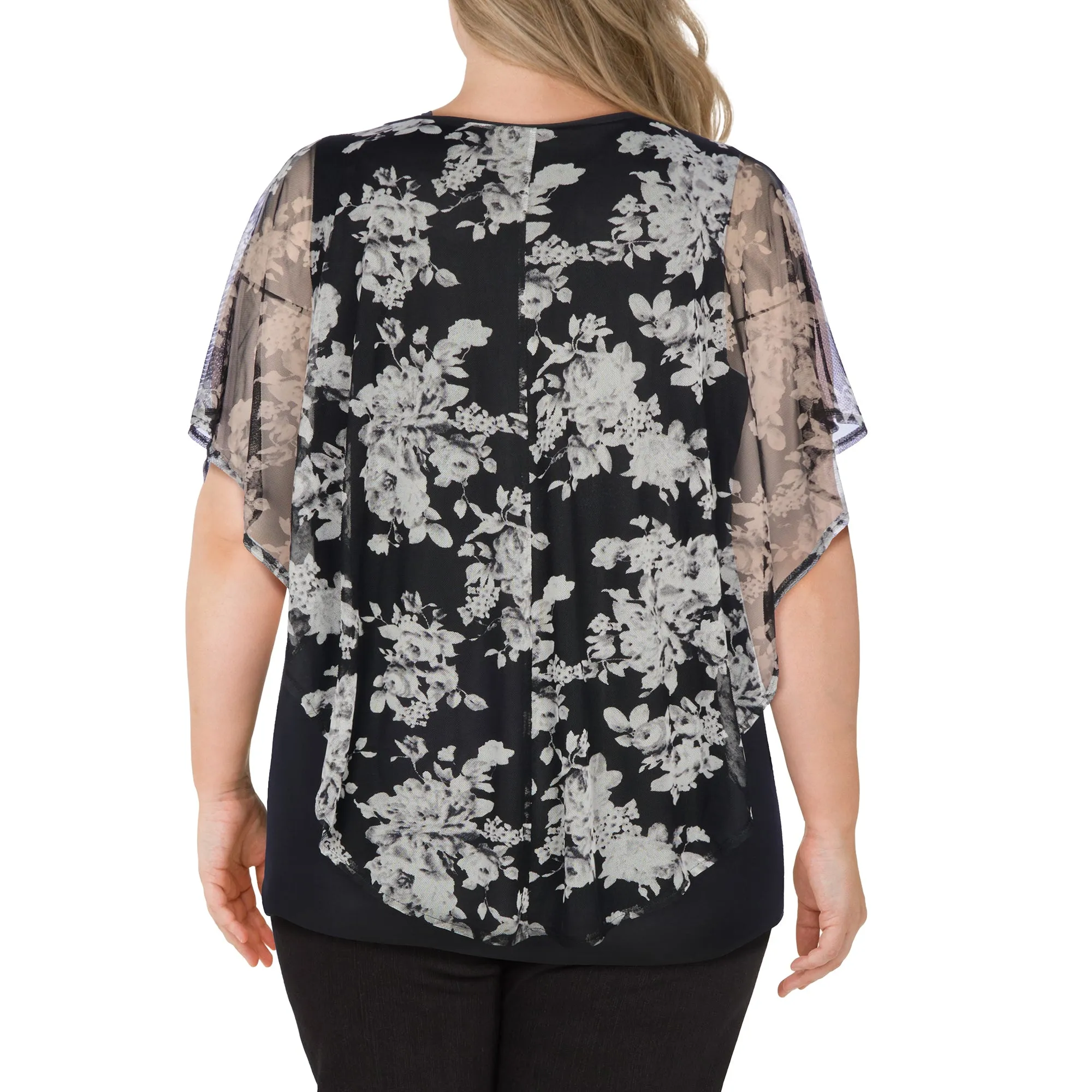 lily morgan Women's Plus Mesh Overlay V-Neck Blouse sold by Giant Tiger product image thumbnail 4