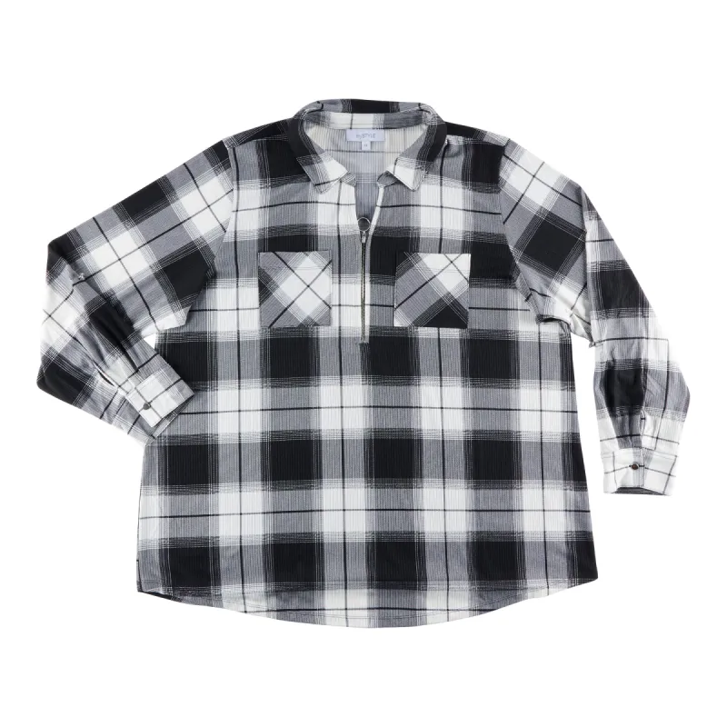 mySTYLE Women's Plus Printed Plaid Top sold by Giant Tiger