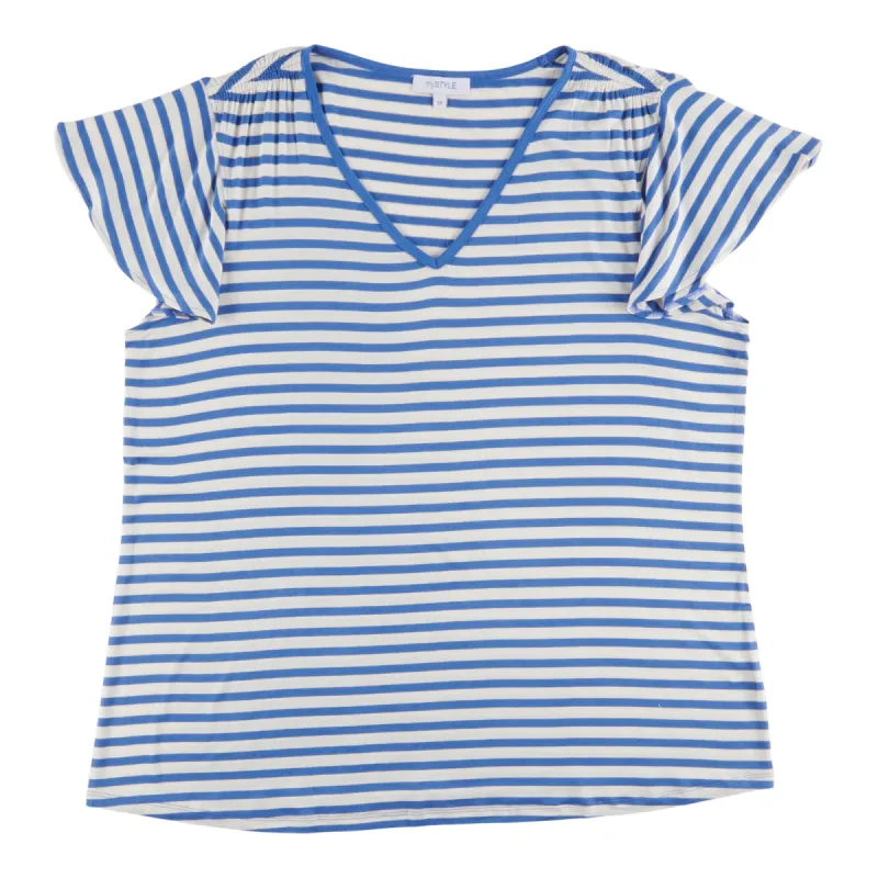 mySTYLE Women's Plus Street Smart Short Ruffle Sleeve T-Shirt sold by Giant Tiger