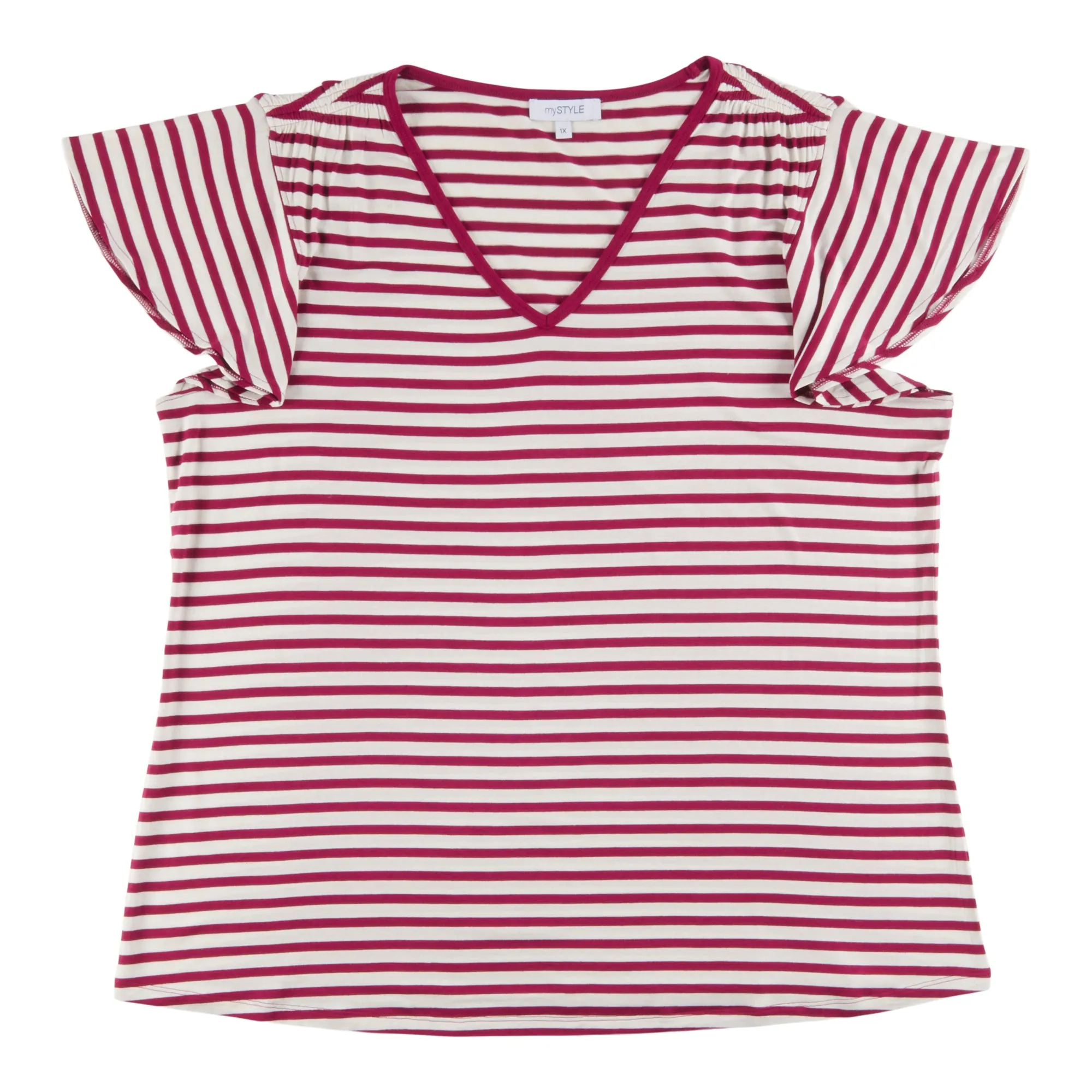 mySTYLE Women's Plus Street Smart Short Ruffle Sleeve T-Shirt sold by Giant Tiger product image thumbnail 3