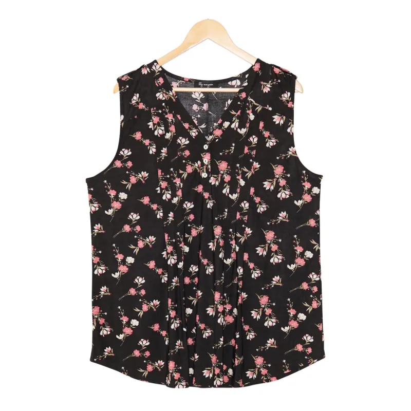 lily morgan Women's Plus Printed Pintuck Cami sold by Giant Tiger