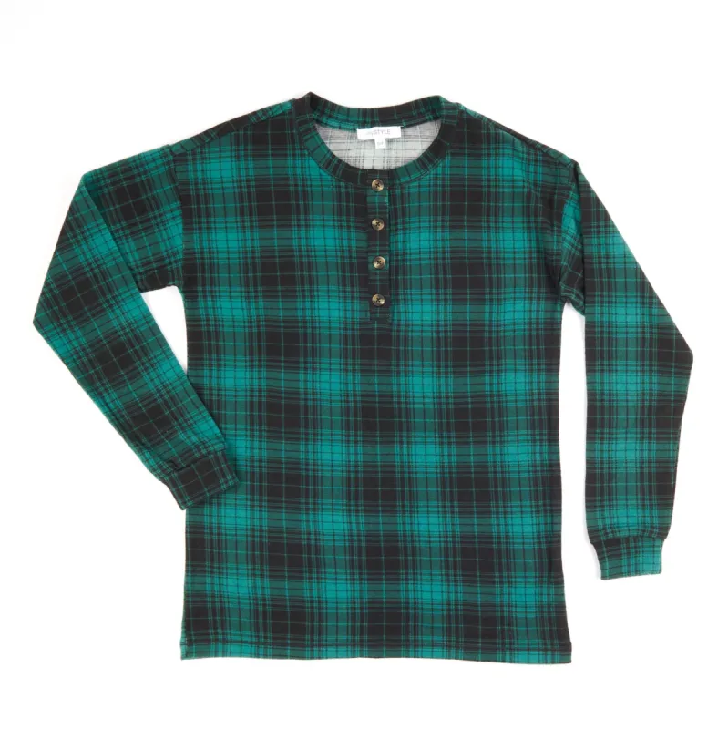 mySTYLE Women's Printed Brushed Knit Henley Shirt sold by Giant Tiger