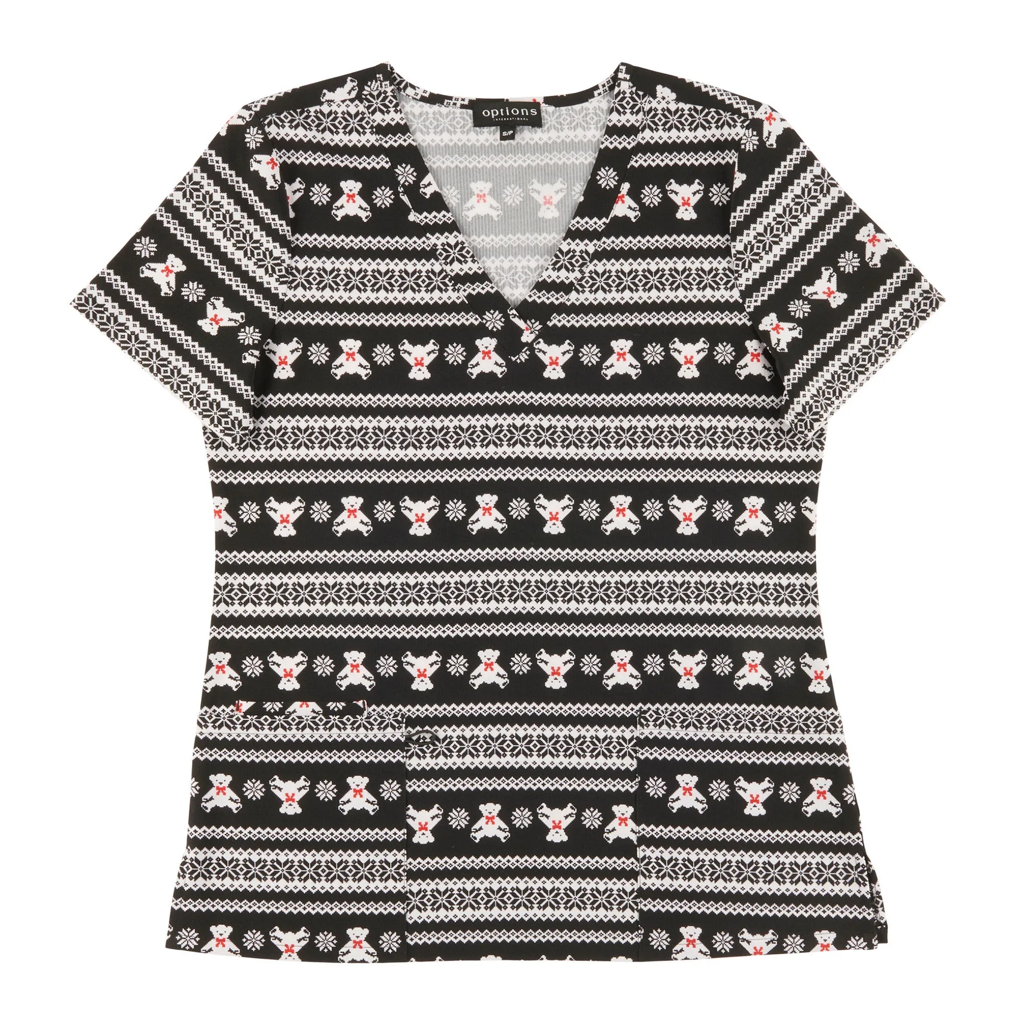 Options Women's Scrub Top with Fair Isle Print, Black sold by Giant Tiger