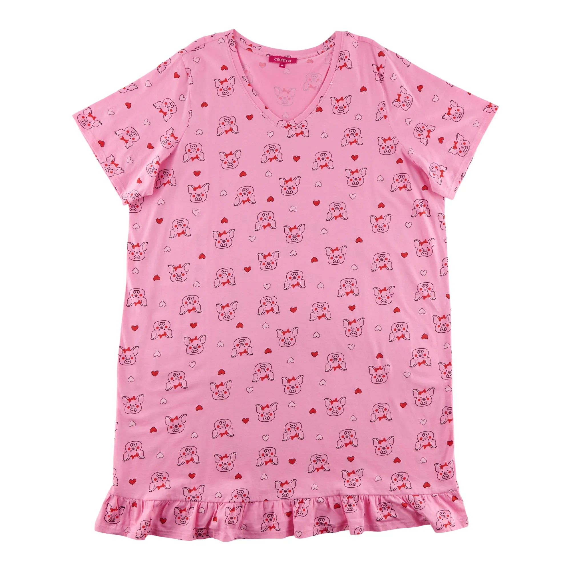 Carisma Women's Plus V-Neck Ruffle Sleepshirt sold by Giant Tiger product image thumbnail 3
