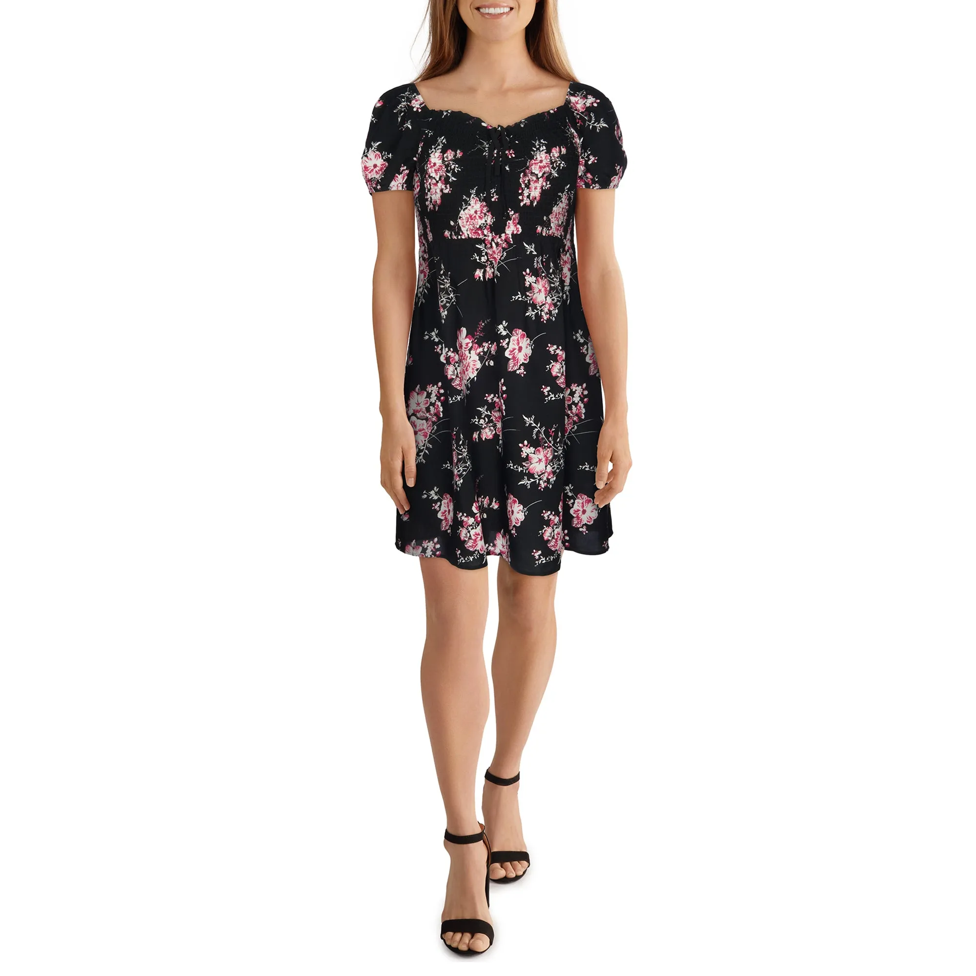 lily morgan Women's Trendsetters Floral Print Cap Sleeve Dress sold by Giant Tiger