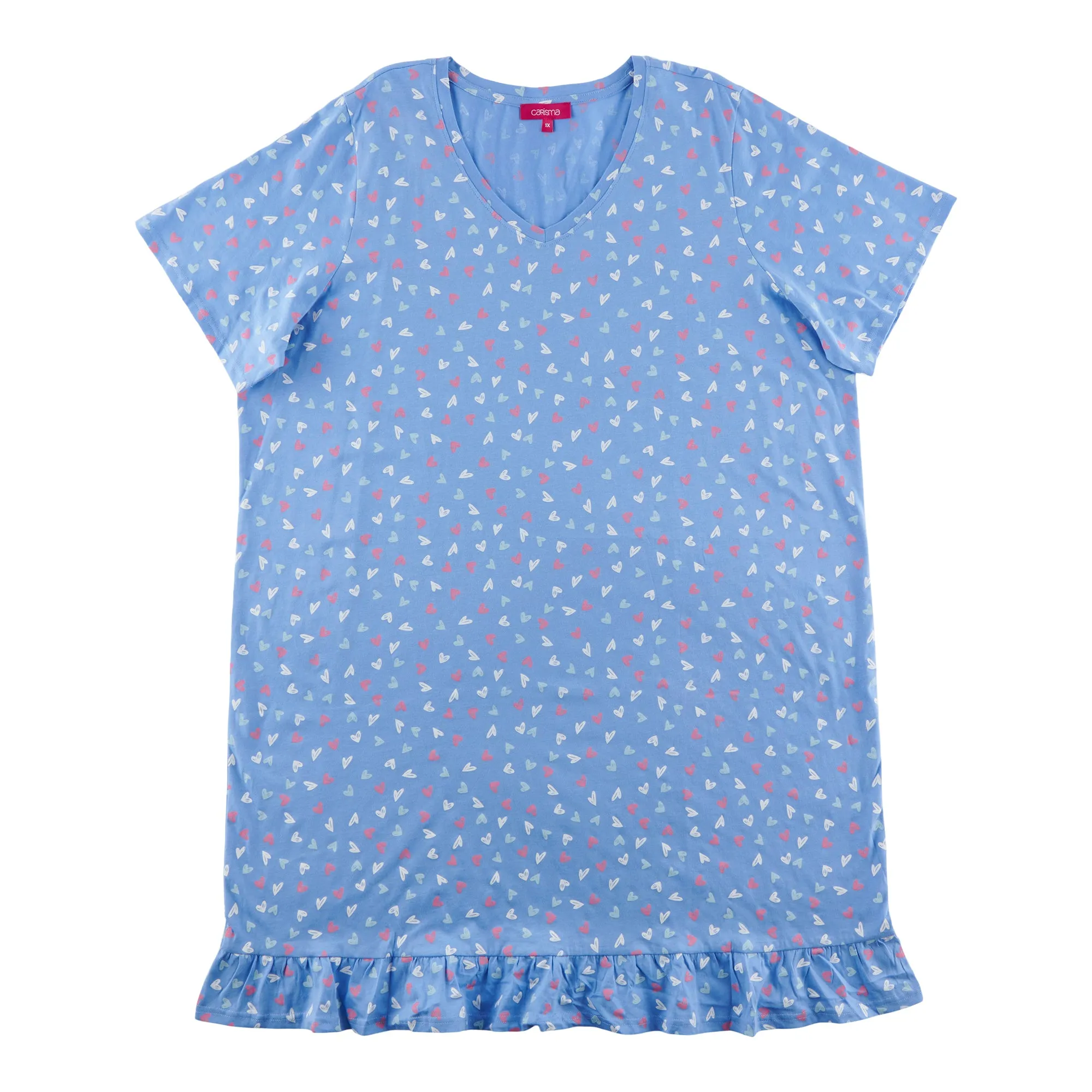 Carisma Women's Plus V-Neck Ruffle Sleepshirt sold by Giant Tiger