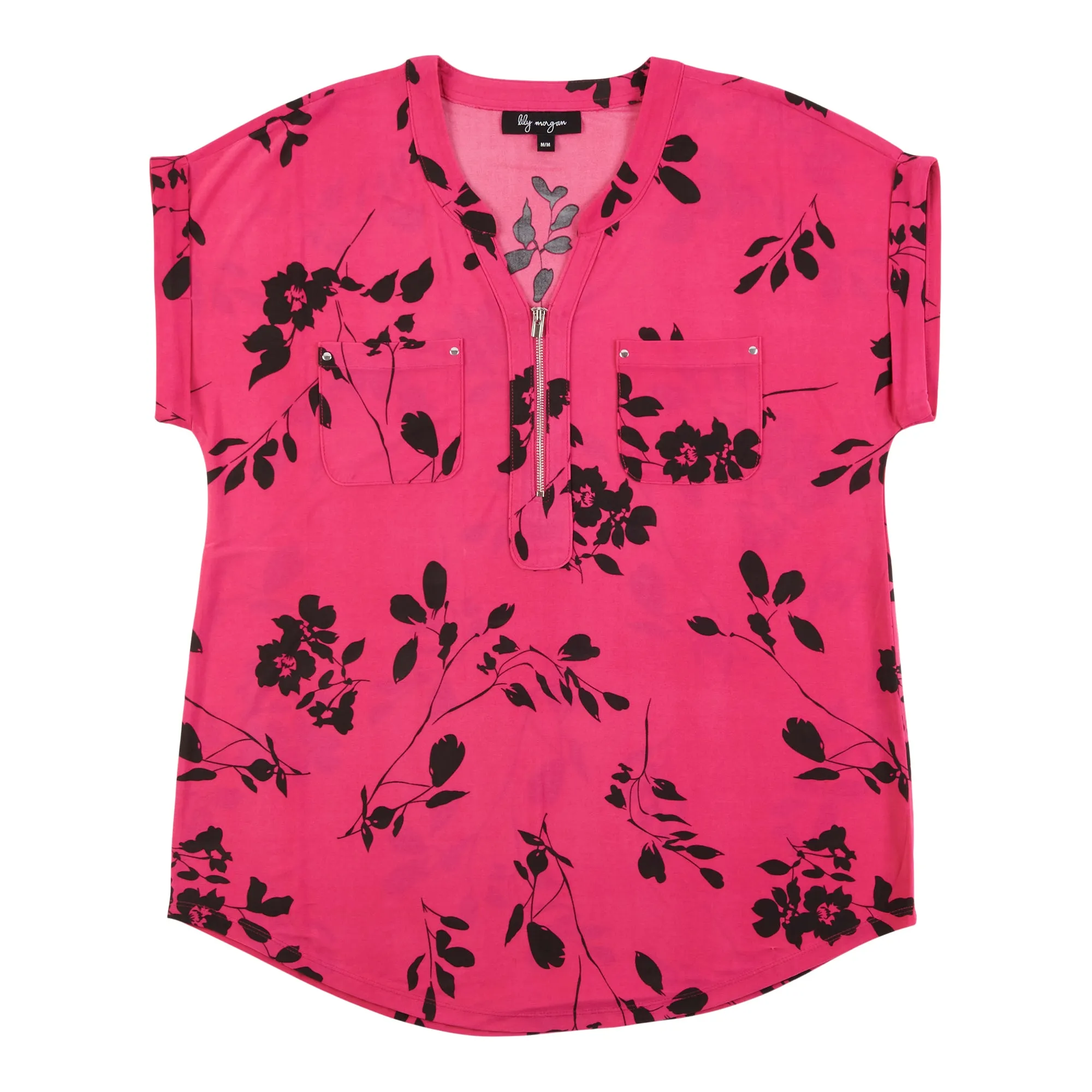 lily morgan Women's Simply Chic Printed 1/4 Zip Front Top sold by Giant Tiger product image thumbnail 3