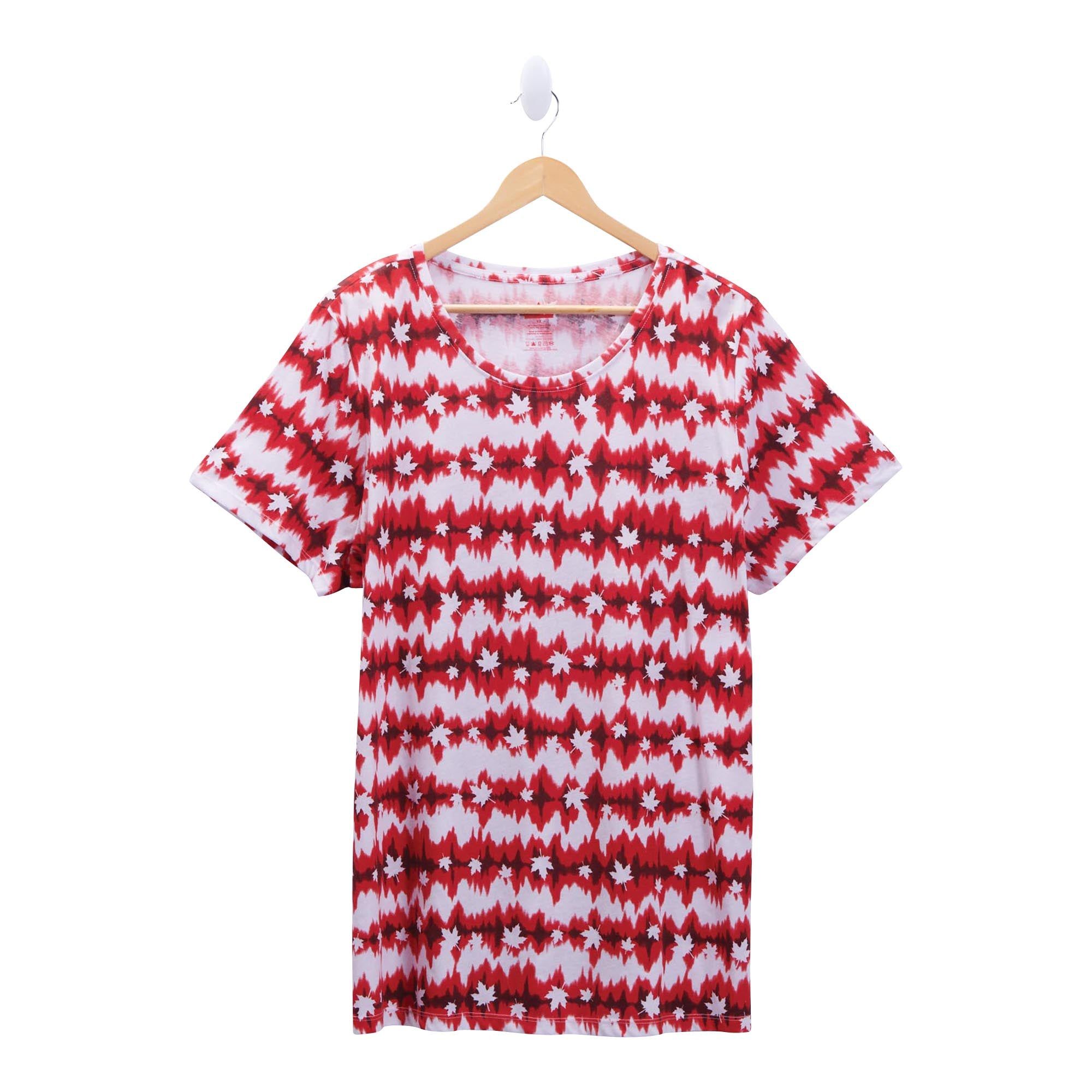 Canada Eh! Women's Plus Tie Dye Short Sleeve Scoop Neck T-Shirt sold by Giant Tiger