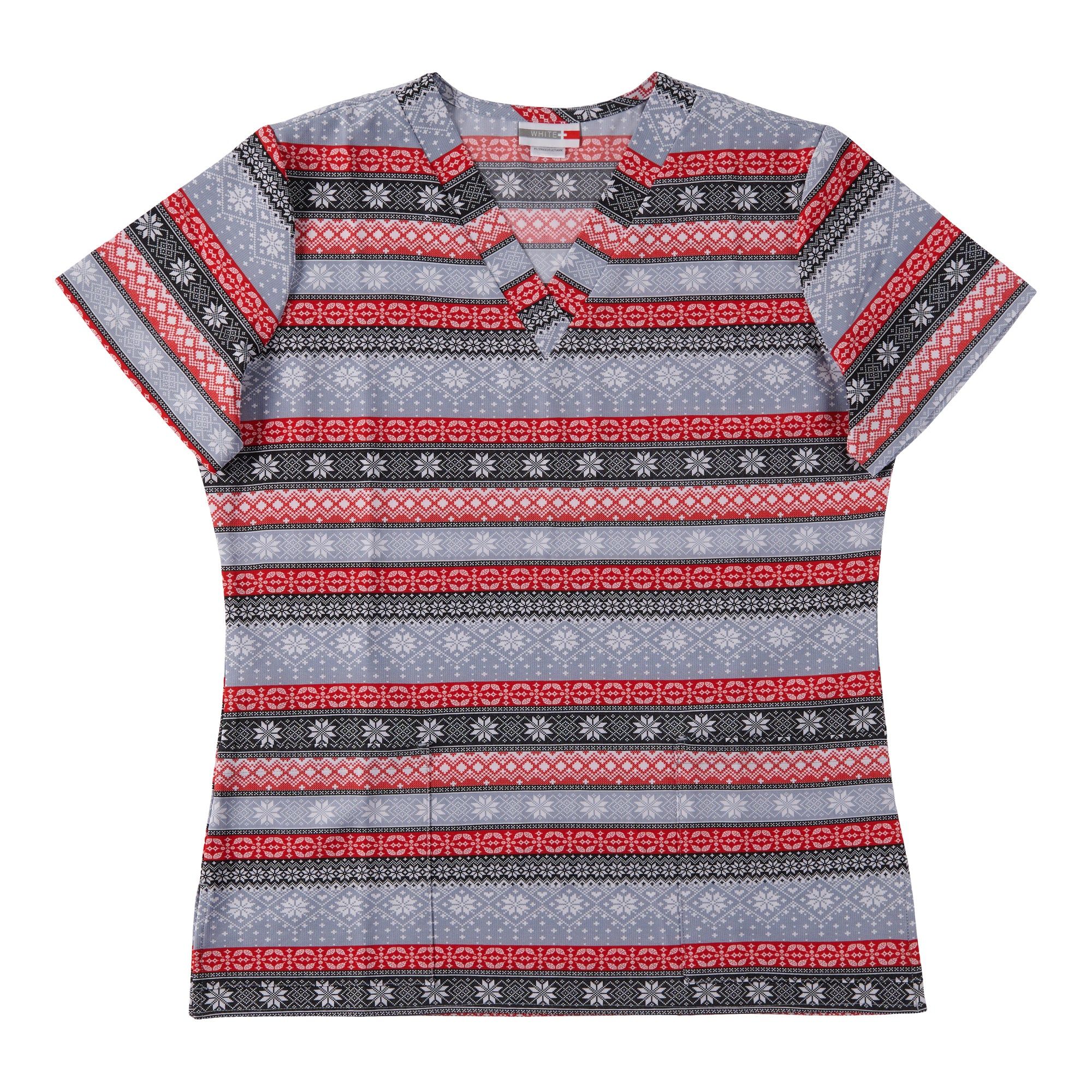 White Cross Women's North Country Fair Isle Print Scrub Top, Black sold by Giant Tiger