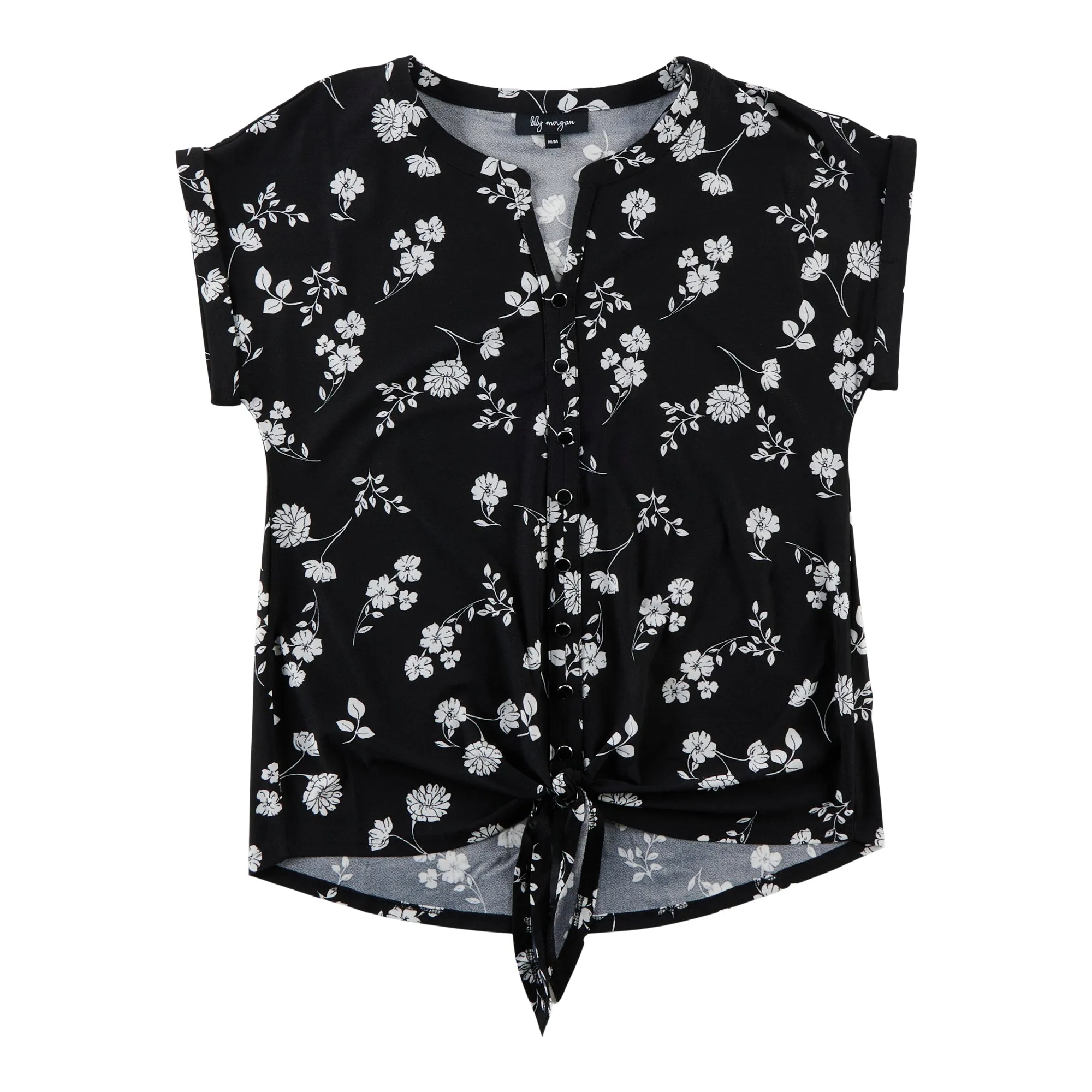 lily morgan Women's All-Over Printed Short Sleeve Blouse with Front Tie sold by Giant Tiger product image thumbnail 2