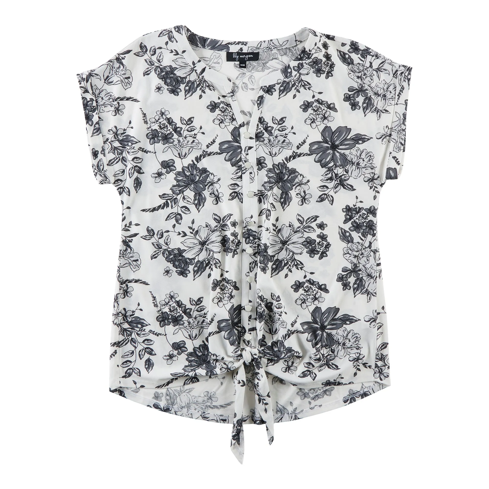 lily morgan Women's All-Over Printed Short Sleeve Blouse with Front Tie sold by Giant Tiger product image thumbnail 4