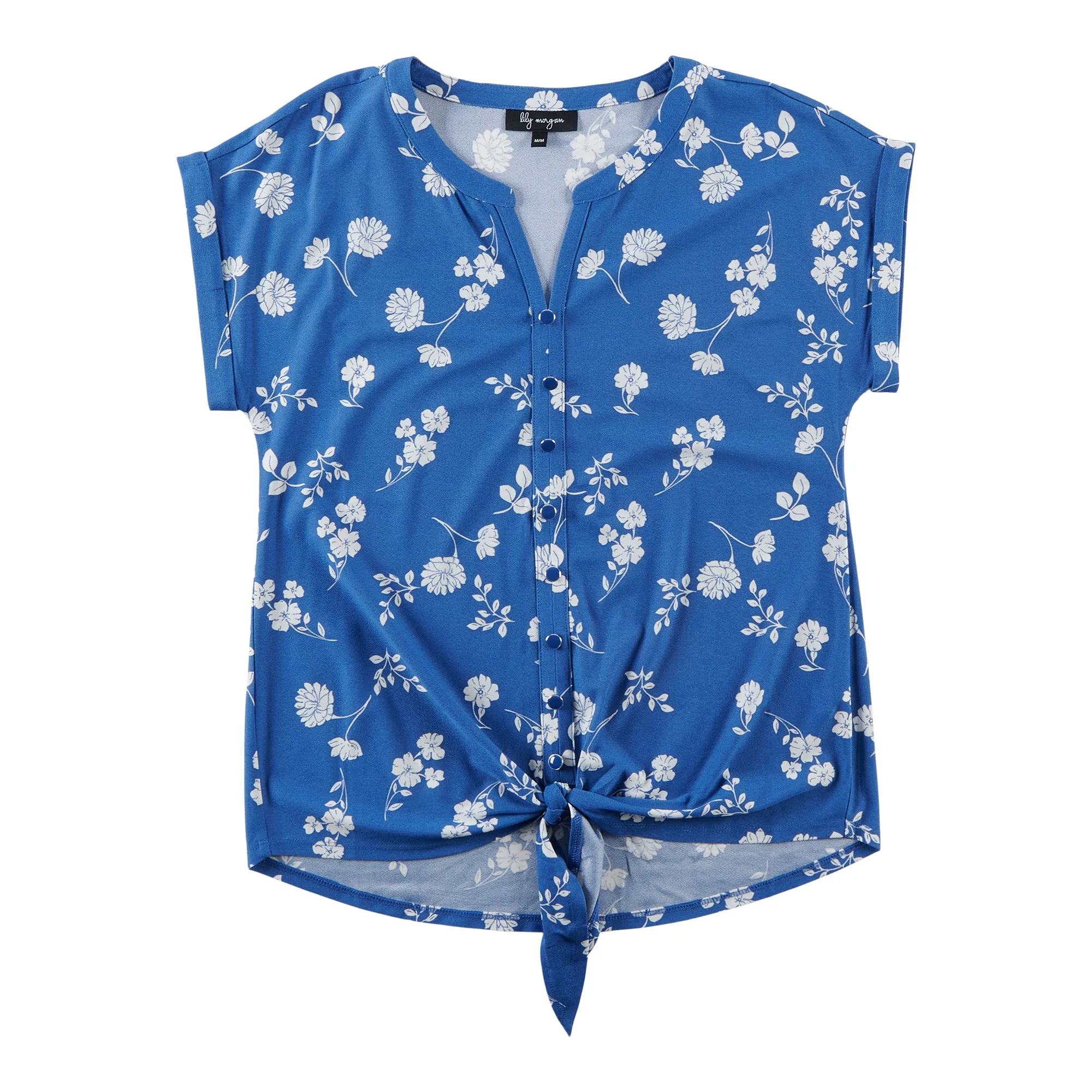 lily morgan Women's All-Over Printed Short Sleeve Blouse with Front Tie sold by Giant Tiger product image thumbnail 3